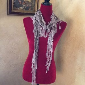 Fringed Lacey accent scarf